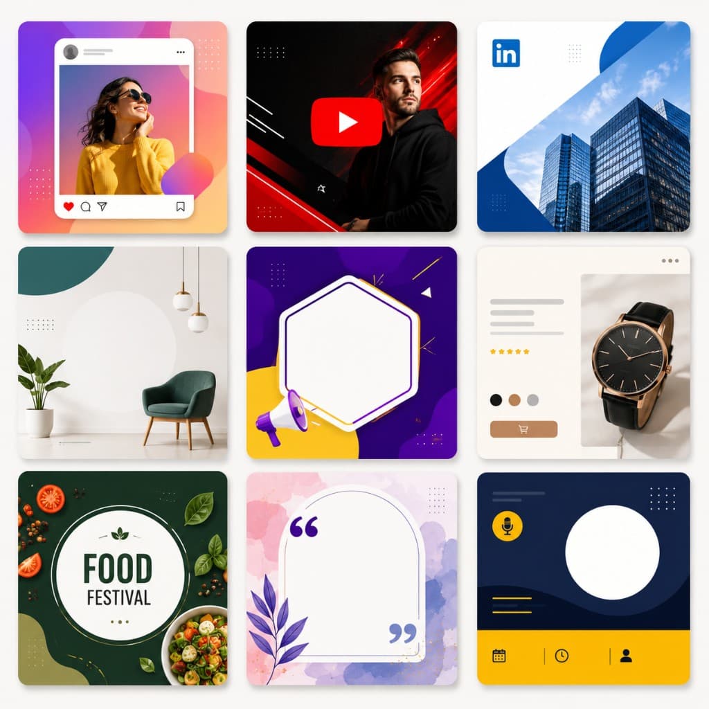 Ready-made design templates for Instagram, YouTube, LinkedIn, and more